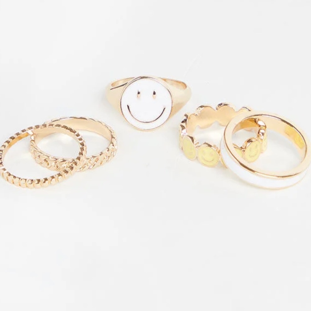 Altar’d State Because I'm Happy Ring Set | Smiley Rings | size :7